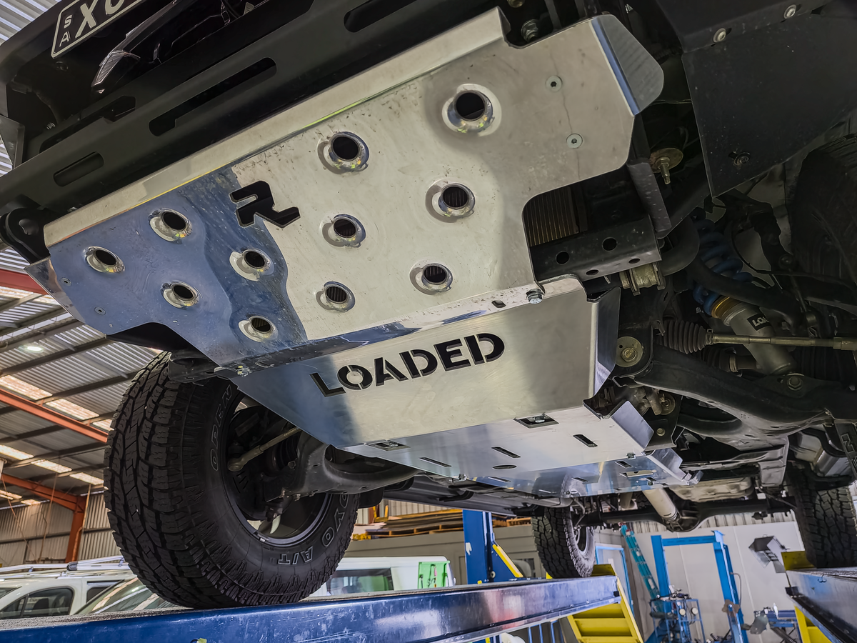 Type 2 front plate with Rhino bar and cover plate (raw alloy finish).