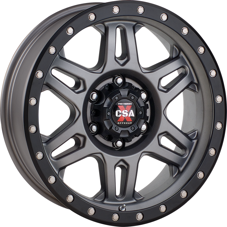 CSA-X Militant Satin Grey With Black Lip Alloy - 17X9 6/139.7 P18